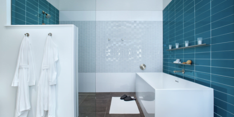 Transform your bathroom with blue tiles